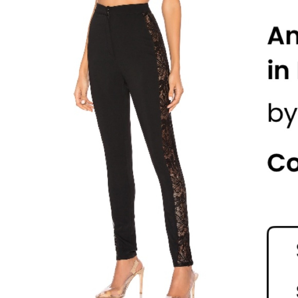 Elegant Black Lace Trim Trousers
